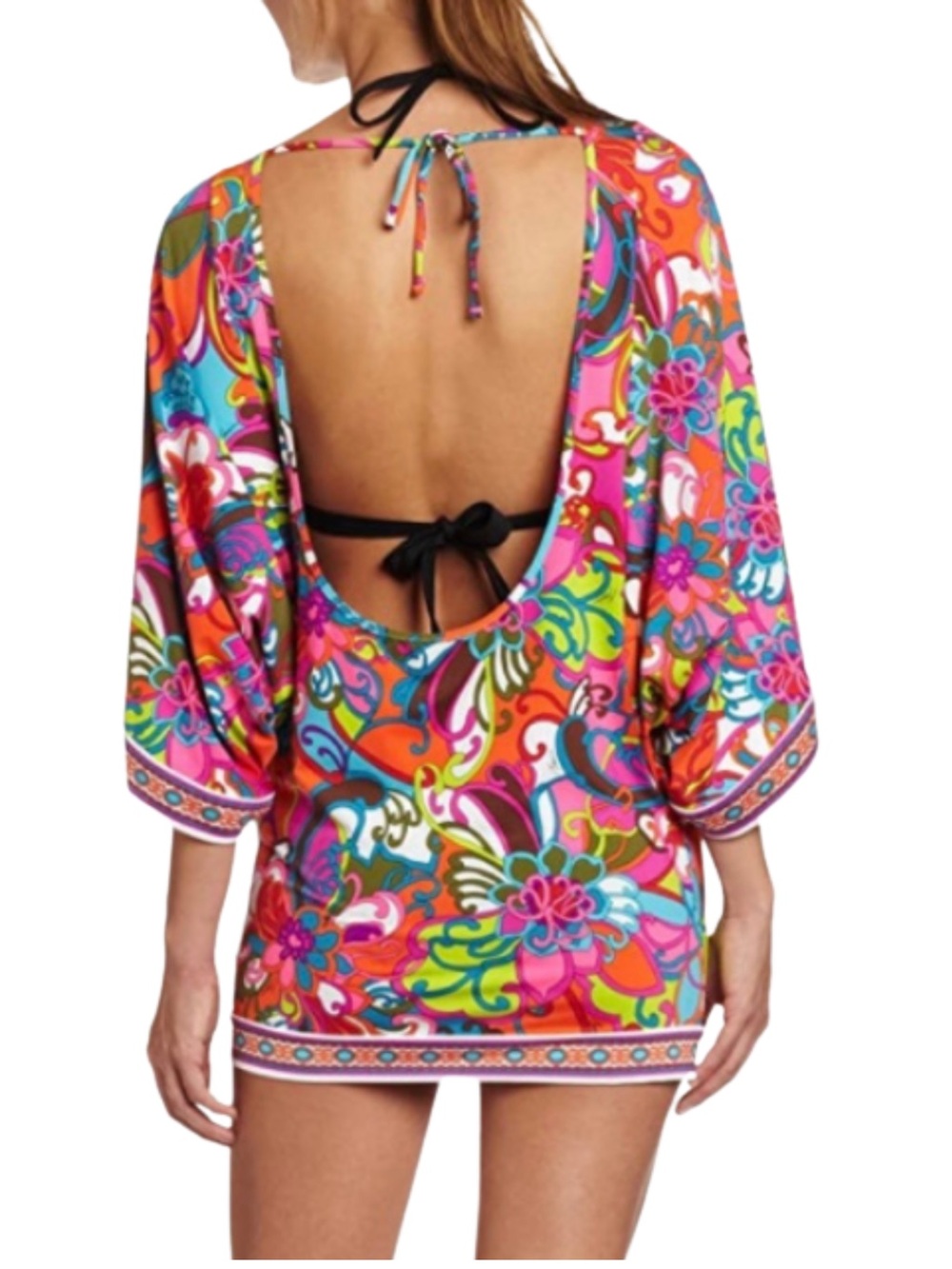 TRINA TURK new Fiji Floral Cape-Sleeve Tunic Dress - Picture 3 of 16